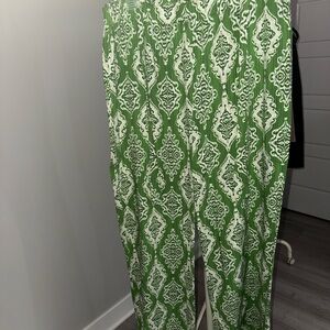 Primark Green and White Patterned Wide-Leg Pants